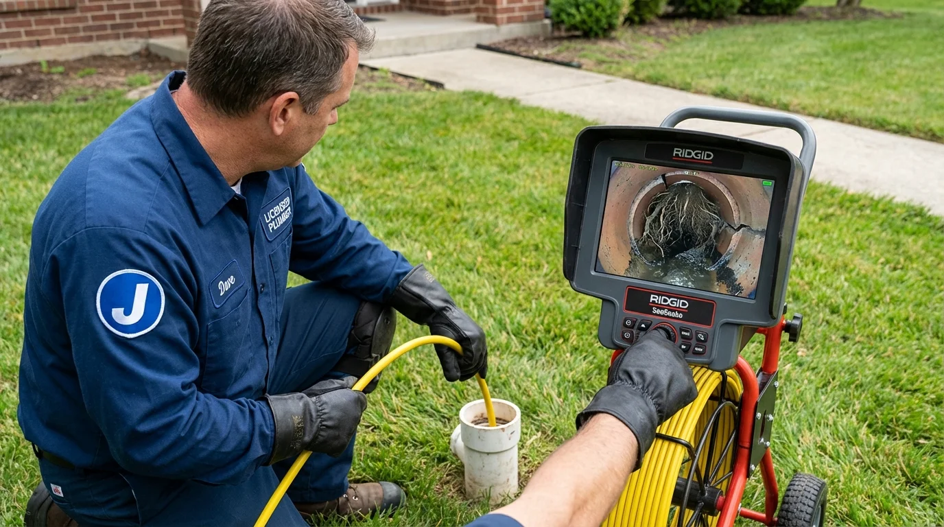 Sewer camera inspection being performed by Johns Plumbing LLC in Ionia
